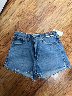 Abercrombie & Fitch Light Blue Cutoff Denim Shorts curve love MOM short
